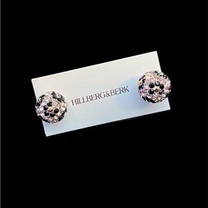 NEW Hillberg & Berk Rose Leopard Sparkle Ball Stud Earrings Size 10 mm